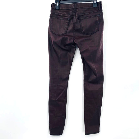 Cachè Deadstock Coated 4 Pocket Wine Skinny Strech Jeans Jegging Size 2 Wet Look - Picture 2 of 15